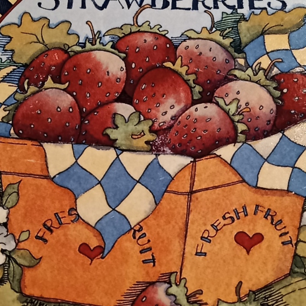 Strawberries Pie Plate Serving Dish.By Susan Winget Certified International Corp - Picture 4 of 12